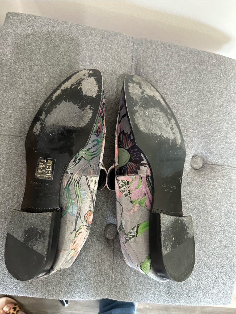 Rag & Bone Alix Floral Velvet Convertible Loafers Mules Gray Multi Size 8.5 - Picture 8 of 10